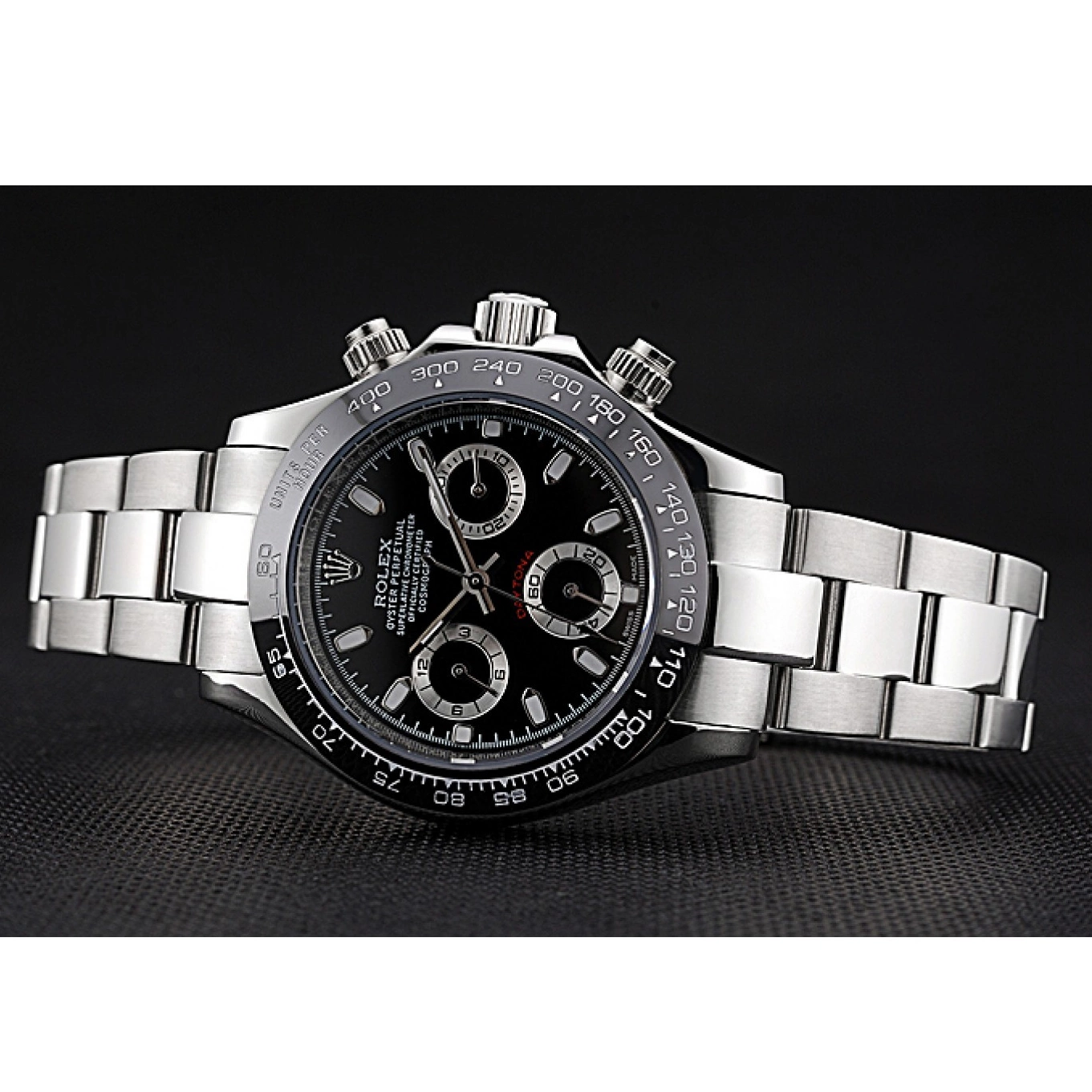 Aaa replica watch Steel Daytona Black Subdials Case Stainless Rolex Stainless Steel Silver 622635 Cosmograph 0726